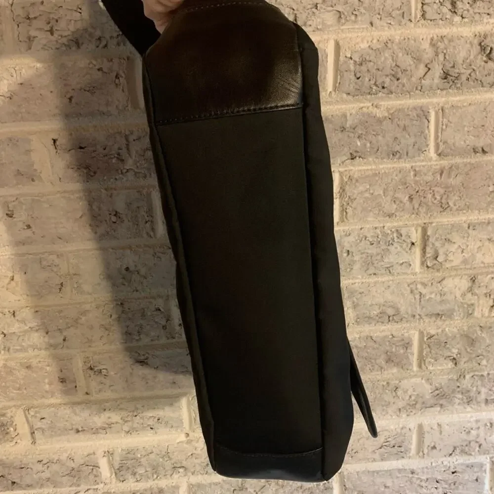 Coach Nylon Laptop Messenger Bag in Black with Silver Hardware